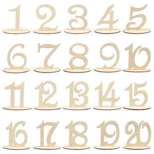 Wooden creative digital table number engagement wedding party seat number sign event decoration home supplies decoration