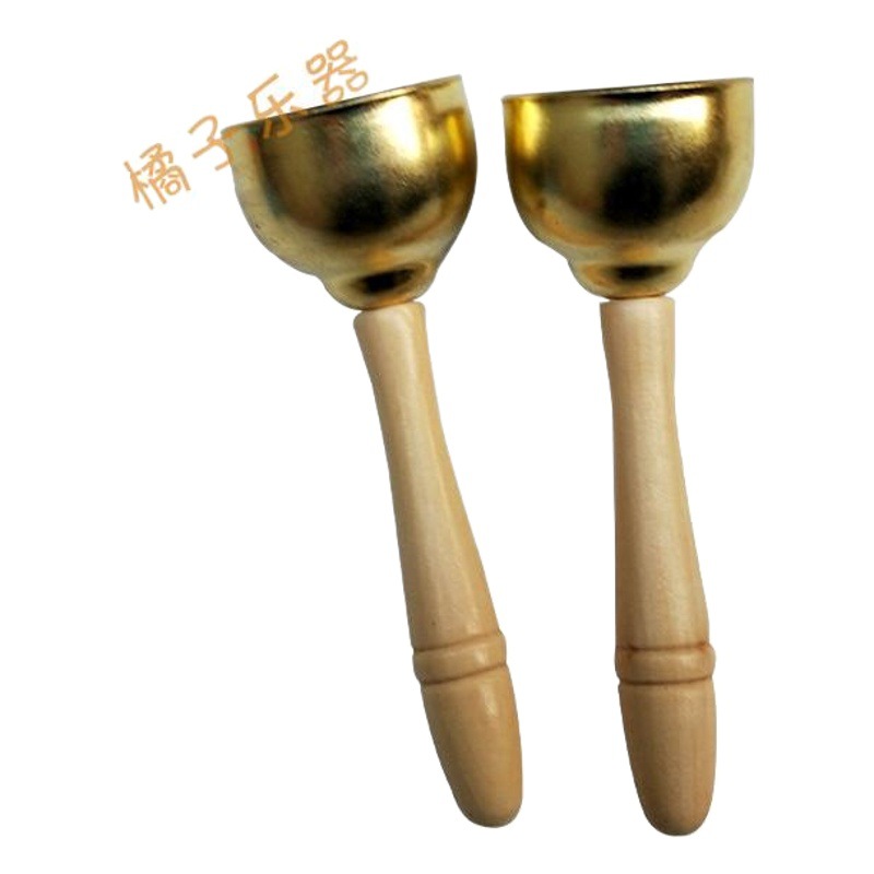 Orff children's musical instrument brass copper-plated handle Bell Bell Bell kindergarten early education teaching aids stick Bell Bell Bell rattle
