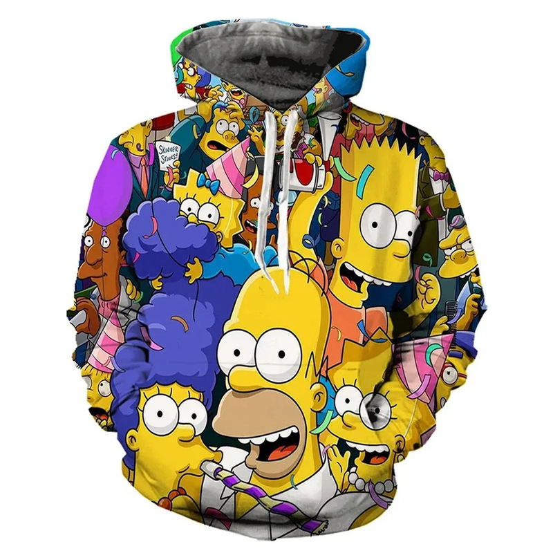 2023 hot sale ebay men's sweater 3D digital Simpsons cartoon sweater trendy hoodie