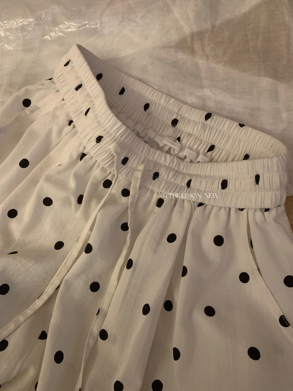 Quần culottes nữ ống rộng chấm bi phong cách vintage, cạp chun, dáng suông rộng thoải mái — màu đen, Màu bí ngô, màu trắng, màu xám chi tiết 26
