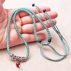 Dragon Pattern Rope Silver Road Road Open Necklace Cord Handmade Braided Unisex Ethnic Style Sweater Chain Pendant Cord Wholesale