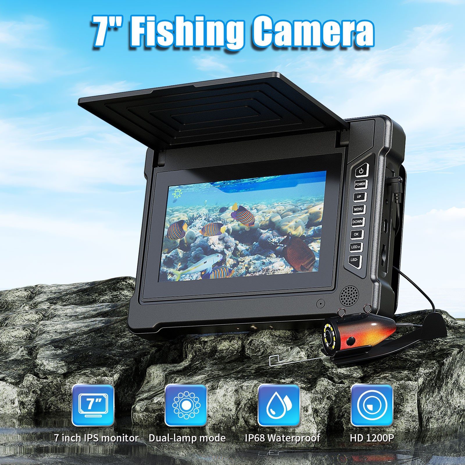 Ultra Hd New 7inch Underwater Visual Waterproof Night Vision Fish Finder Fishing Fishing Tools