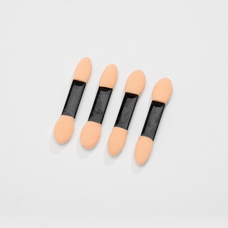 Fábrica personalizada de doble cabeza de color de látex algodón sombra de ojos palo esponja cepillo belleza sombra de ojos cepillo herramientas al por mayor