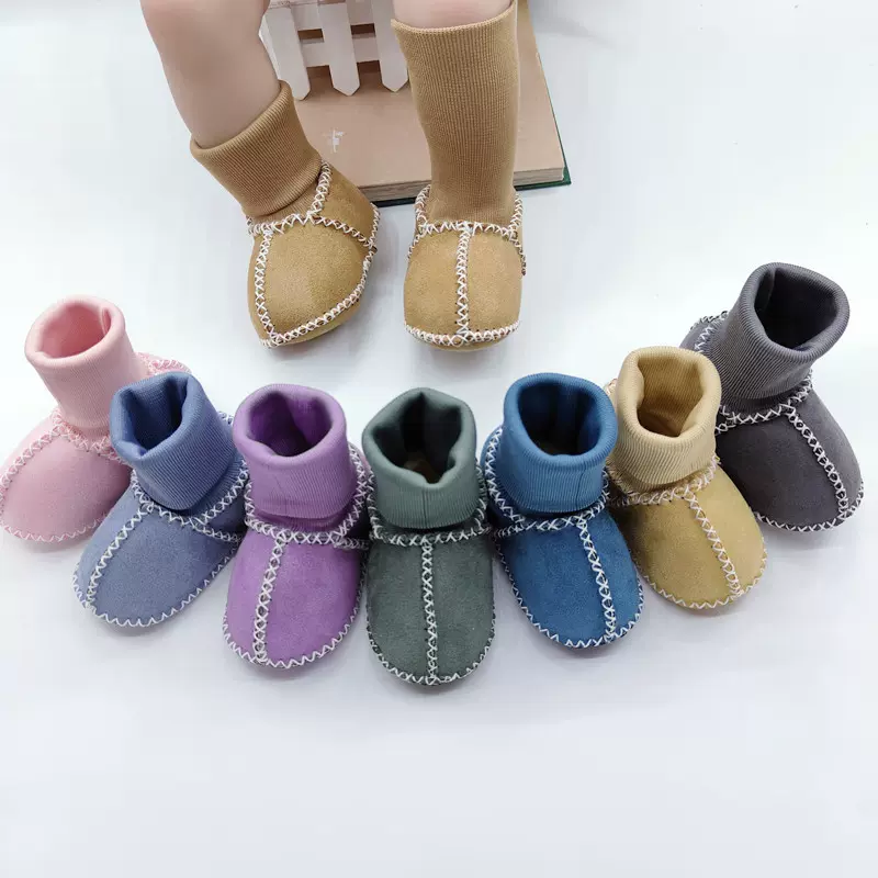 秋冬新款儿童地板袜宝宝软底学步鞋加绒婴儿鞋袜不掉袜子纯色棉鞋