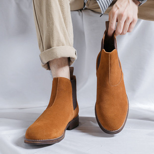 Chelsea boots men's slip-on suede leather fashion boots 2023 Autumn New Youth Outdoor commuter Martin boots