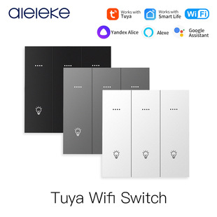 Tuya App Intelligent Control Wifi Wireless Remote Voice Panel Tuya European and British Standard Zero Fire Version Cross-Border Exclusive Supply