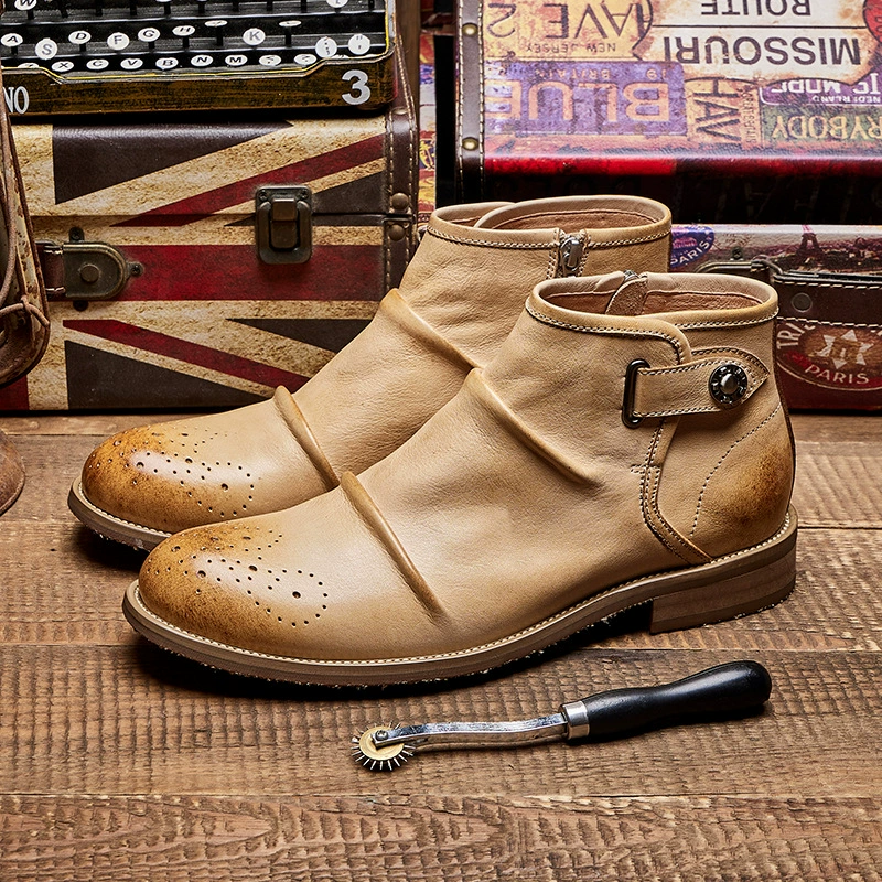Корейская кожаная мужская ретро британский стиль высокая обувь модная повседневная модная обувь дикий Челси Мартин сапоги