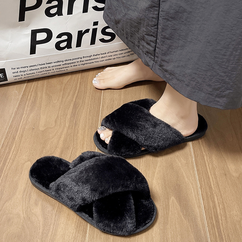 Puede abrir un boleto especial del 13% de venta directa de comercio electrónico transfronterizo comercio exterior único hogar zapatillas de cabello de cabello de conejo tamaño grande