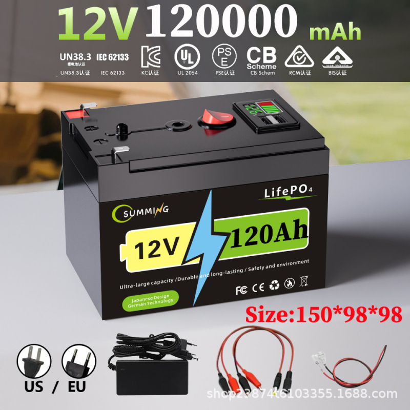 12V 150Ah锂离子LiFePO4深循环电池，用于太阳能、探鱼器、动力轮|undefined