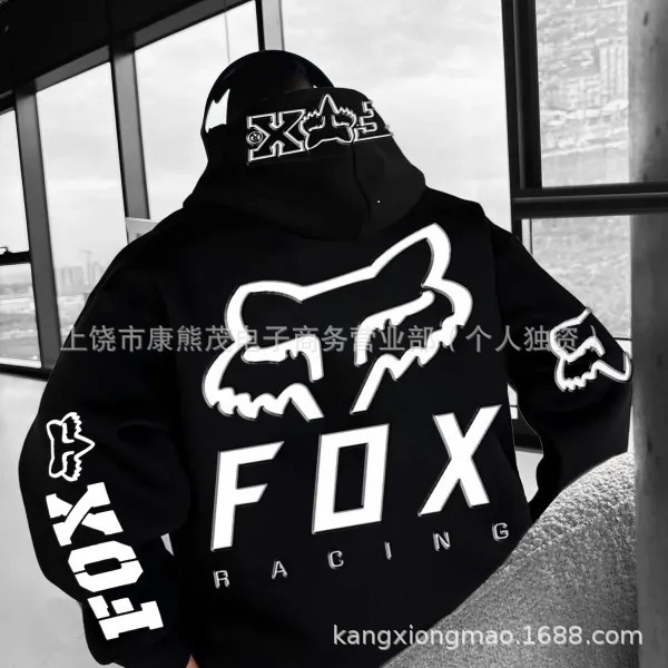 2025秋季新款 爆款热销FOX狐狸跨境潮牌连帽卫衣男女秋冬款连帽衫|undefined