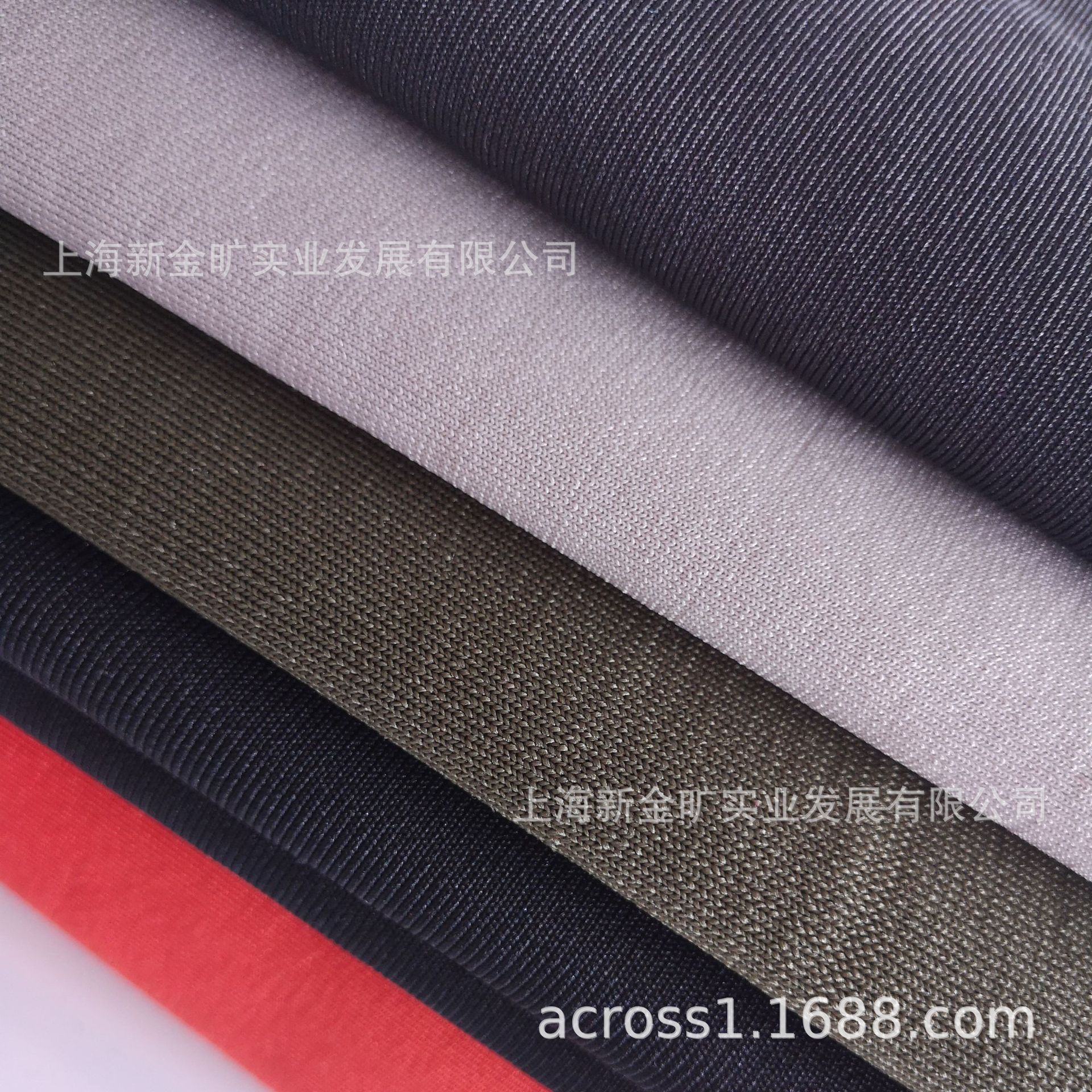 新金旷色织低弹丝涤氨横机罗纹布服装袖口领口下摆彩条罗纹1*1