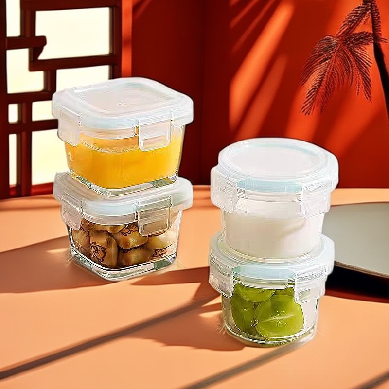 Tempered Glass Preservation Box Food Grade Baby Food Bowl Household Steamed Egg Bowl Microwave Cooking Baby Bowl Portable