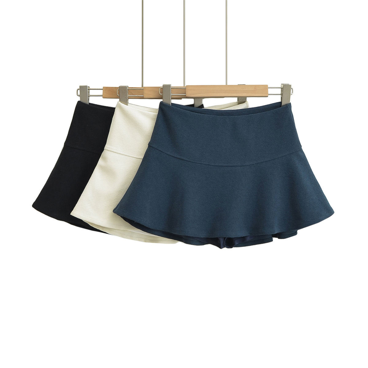 高弹柔软毛巾面料减龄小A字半身裙女夏学院风短裙带里裤2024新品