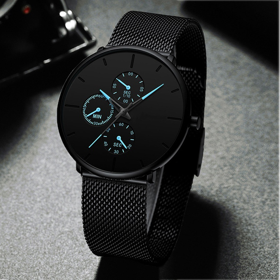 Explosions Fashion Temperament Ultra-thin Mesh With Men's Watch High-end Business Quartz Watch Spot_voghion.com