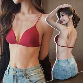 红色内衣女性感法式前扣薄款三角杯文胸美背2025新款网红爆款胸罩