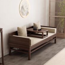 中式实木罗汉床推拉沙发床客厅小户型禅意家具现代床榻两用推拉床