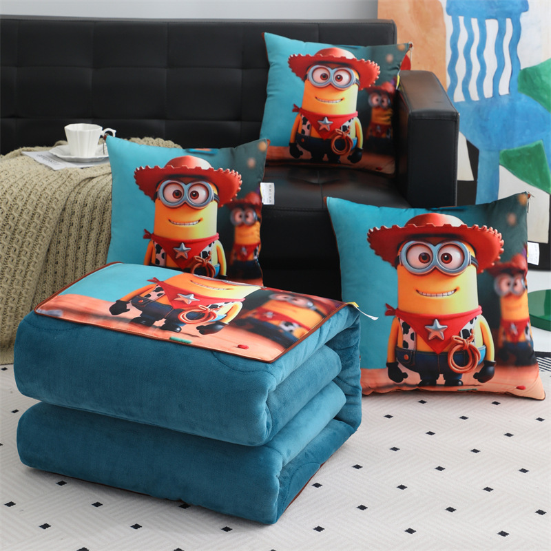 Thickened Milk Velvet Pillow Quilt Custom Logo Dual-Purpose Car Cushion Office Foldableable Gift Pillow Quilt