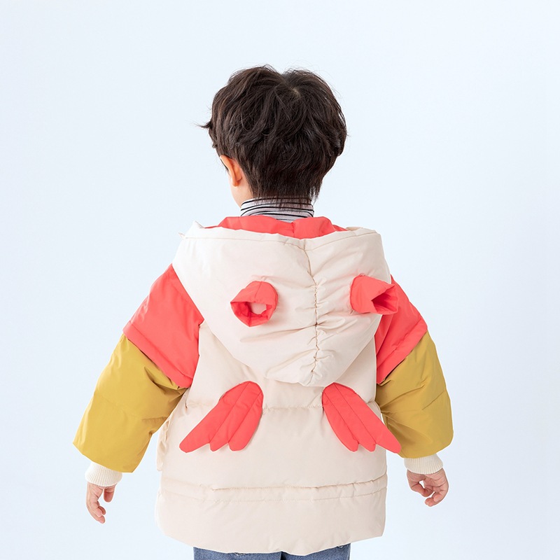 Las niñas lindo moda gruesa caliente con capucha color a juego pato blanco abajo chaqueta de los niños