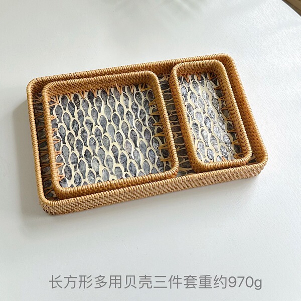 Vietnamese rattan shell tray fruit plate grows square tray household…