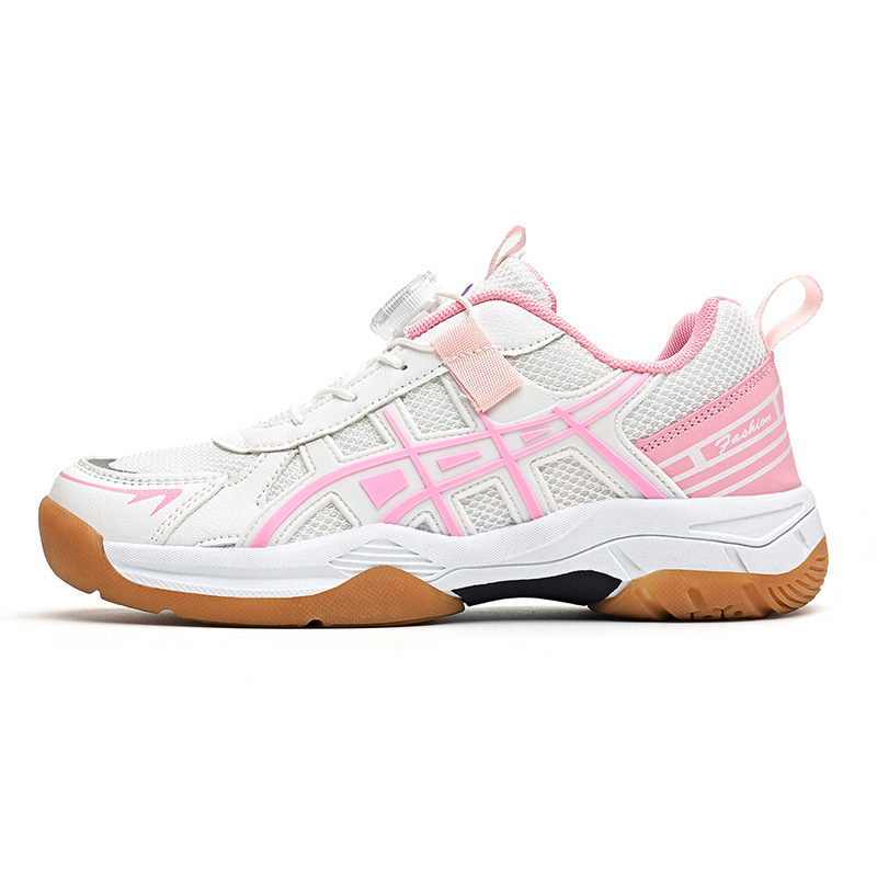 Nuevos zapatos de bádminton transfronterizos de malla transpirable, zapatos de voleibol para niños y niñas, tenis de mesa con suela suave para niños mayores en stock