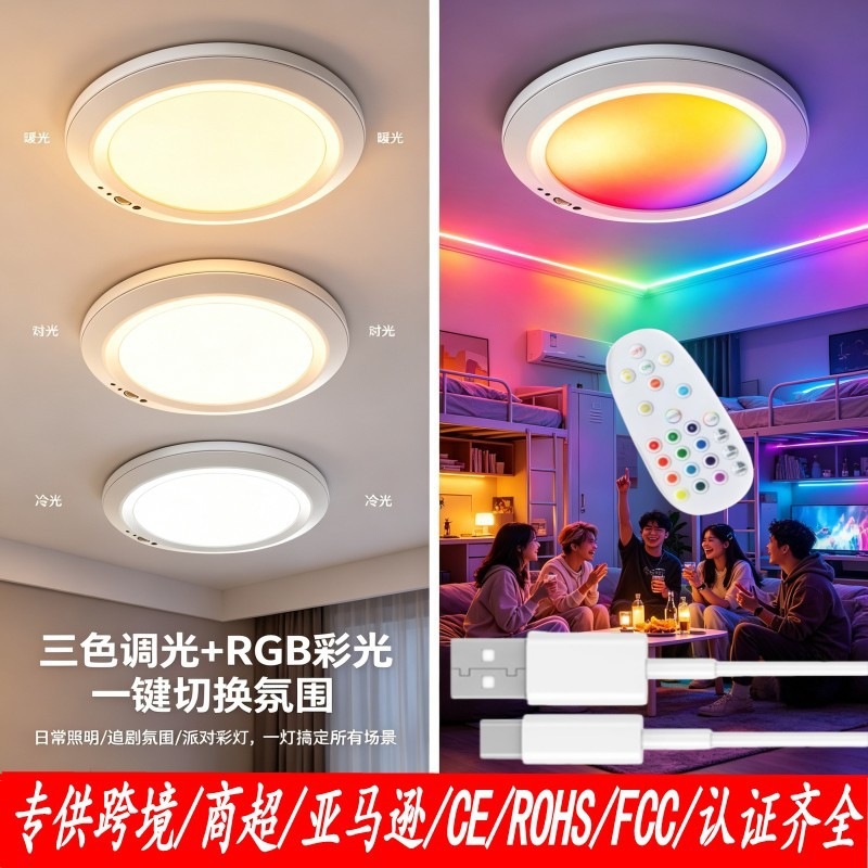Aufladbare RGB-Fernbedienung Infrarot-Bewegungsmelder Deckenleuchte für Eingangsbereich, Vitrine, Balkon, Flur und Treppenhaus
