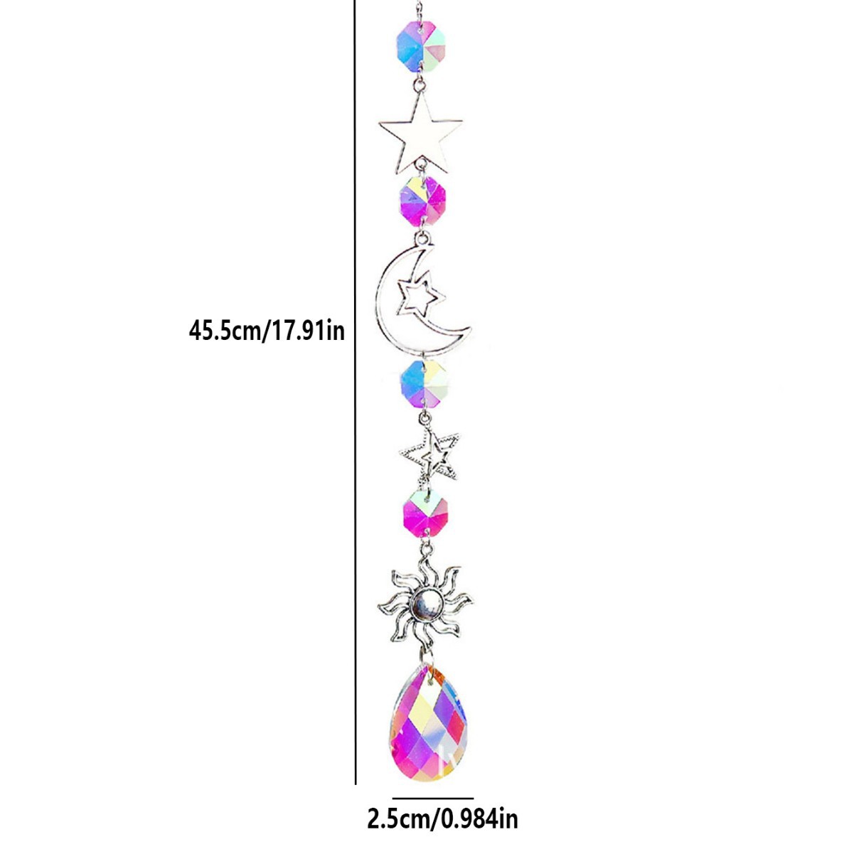 suncatcher Silver Planet Galaxy Sun Moon Stars Crystal Sunlight Catcher Pendant Decoration Wind Chime_voghion.com