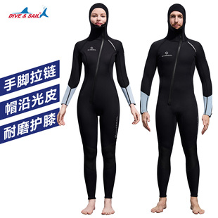 New 3MM one-body warm diving suit men's long sleeve thick hooded diving suit women's snorkeling surfing swimming wet clothes