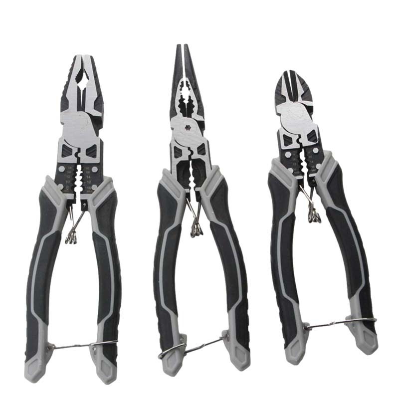 跨境厂老虎钳钢丝钳多功能斜孔钳 切断钳家用尖嘴钳五金工具3件套