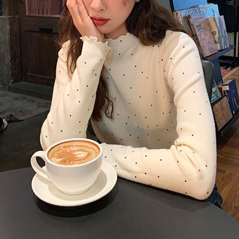 Women's half-high collar ruffled base shirt, new autumn and winter fashion, versatile, slimming, warm T-shirt top for women Women's half-high collar ruffled base shirt, new autumn and winter fashion, versatile, slimming, warm T-shirt top for women