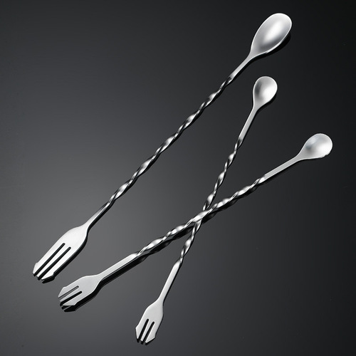 304 stainless steel spoon, cocktail mixing spoon, coffee stirring spoon, milk tea spoon, bar double-headed long-handled spoon