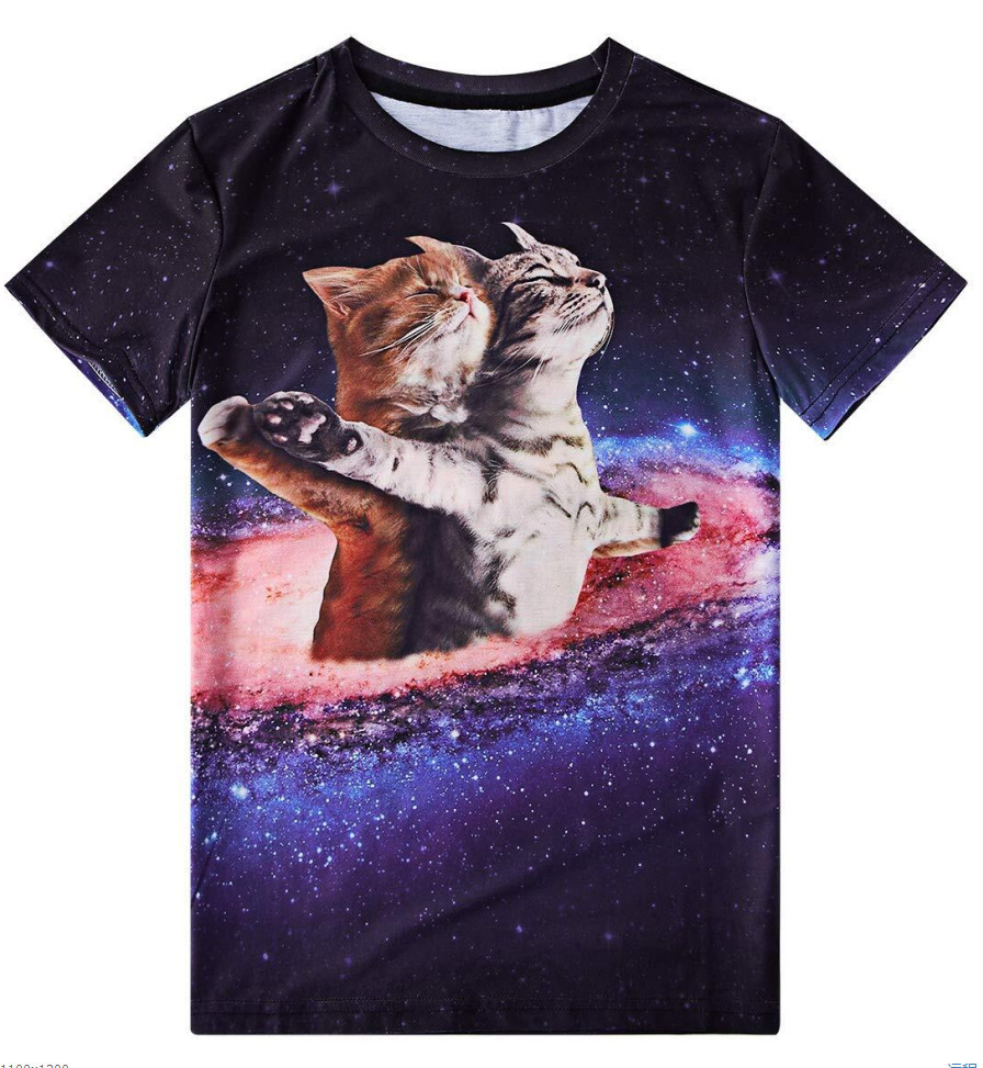 Camiseta de manga corta holgada de verano con pigmento de siete colores para niños, con estampado digital 3D de comercio exterior transfronterizo.