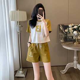 休闲运动套装女2026新款短袖短裤洋气夏装时尚跑步服减龄两件套潮