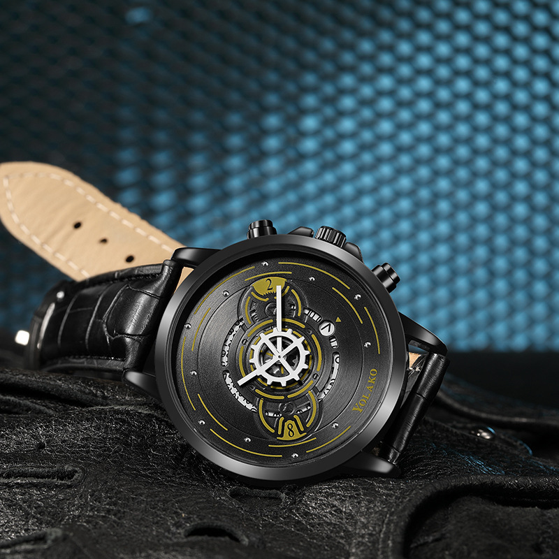 Men's Quartz Watch With Calendar And Leather Strap For Men_voghion.com