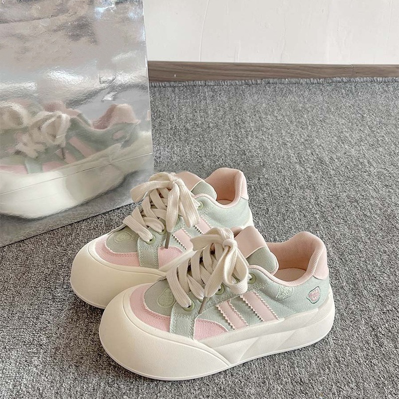 面包鞋女2025新款女鞋厚底小白鞋女配裙子鞋子百搭大头运动休闲鞋|undefined