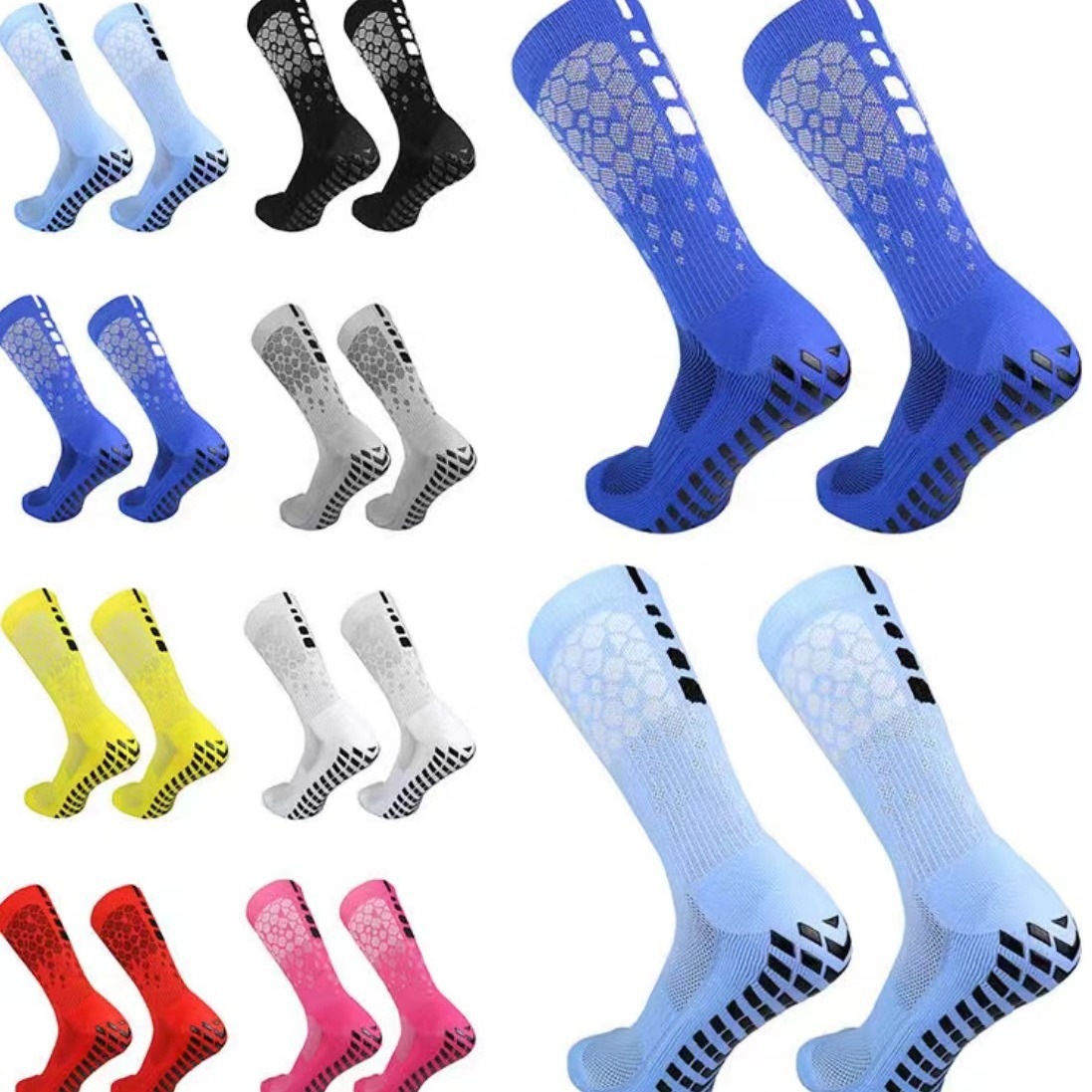 Football Socks with Mesh Towel Bottom, Professional Competition and Training Non-Slip Soccer Socks, Mid-Calf Thickened Grip Socks