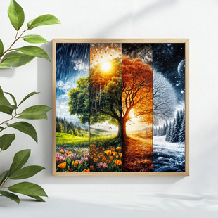 Diamond Painting Handmade Customized DIY Cross-Border Cross Stitch Wholesale New Temu Four-Panel Painting Four Seasons