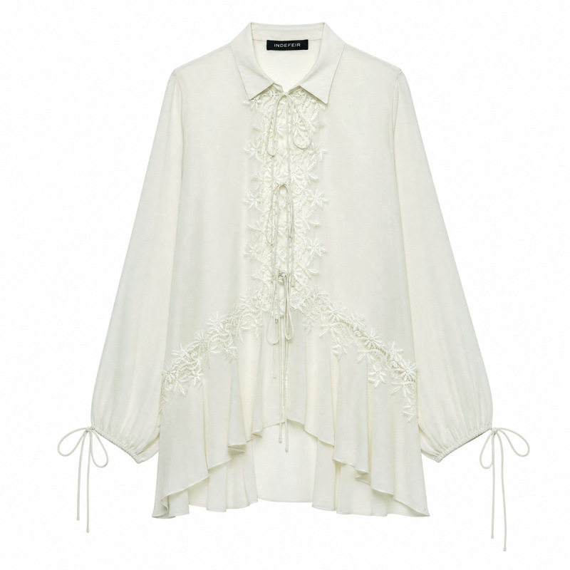 TAOP&ZA Women's Clothing 2026 Summer New Fashion Casual Patchwork Elegant Lace Embroidered Shirt 5919203