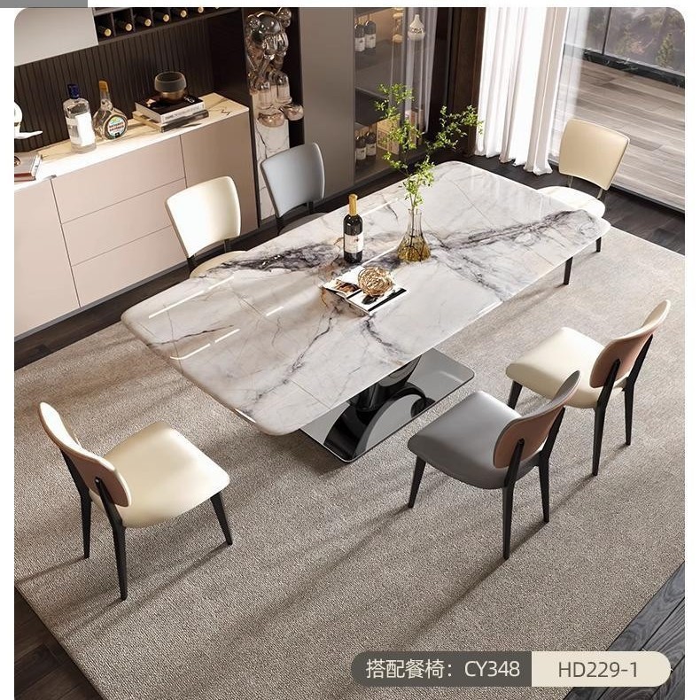 Mesa de comedor de mármol natural moderno simple y lujoso mesa de comedor rectangular de piedra ultracristalina italiana combinación