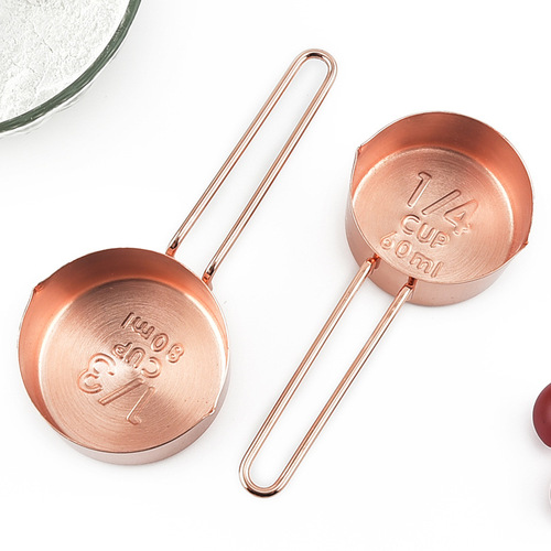 Stainless steel rose gold measuring cup measuring spoon set of 10 Cross-border baking tools copper-plated measuring cup measuring spoon set of 10 pieces