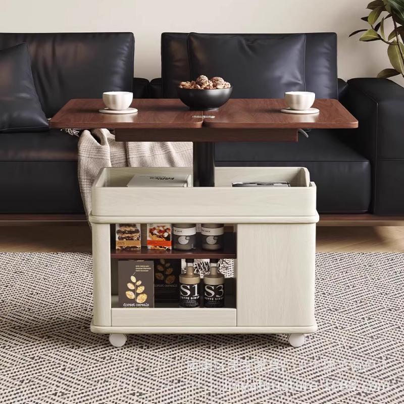 호두나무색 + 화이트 (높이 조절 접이식 테이블) 원목