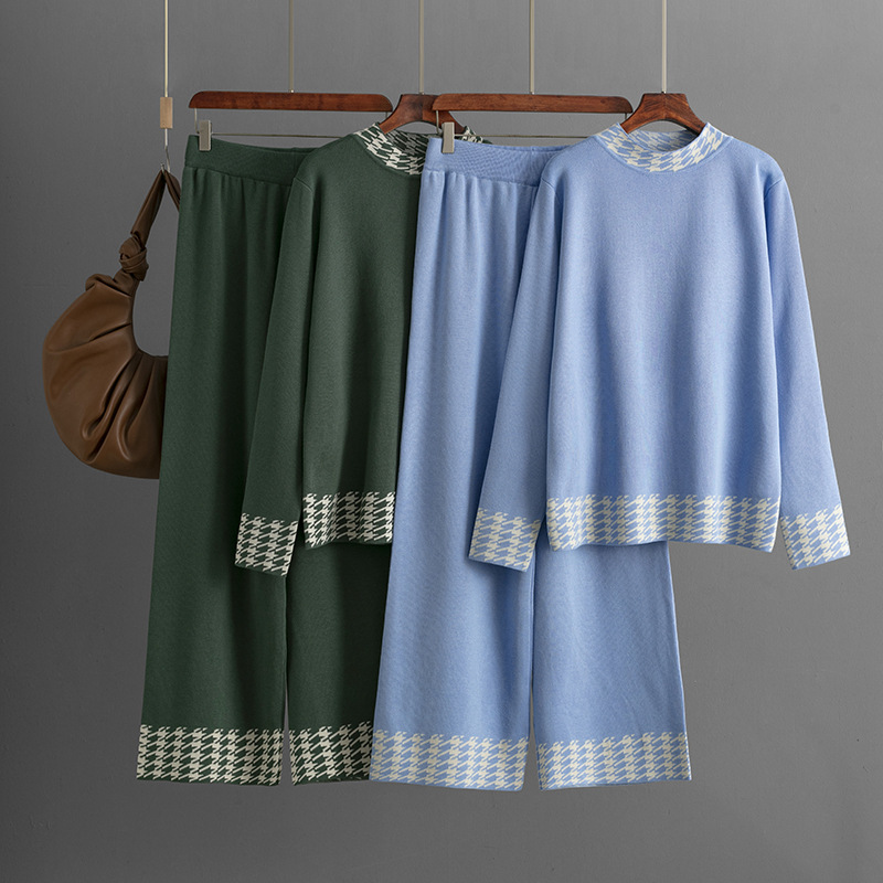 Casual Outdoor Daily Women's Temperament Commuter Commute Style Houndstooth Mercerized Cotton Cotton Leisure Suit Pants Sets display picture 1