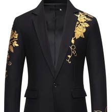春夏新款纯底带金花小西装休闲男士西服帅气外套MD2