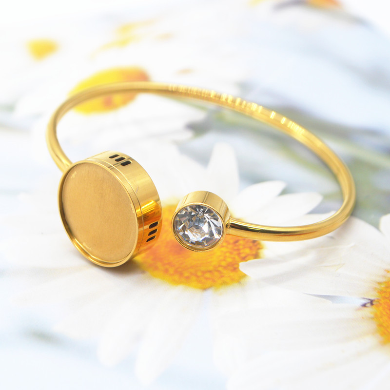 Stainless steel incense bracelet DIY groove leather jewelry adjustable opening diamond ointment bracelet factory outlet