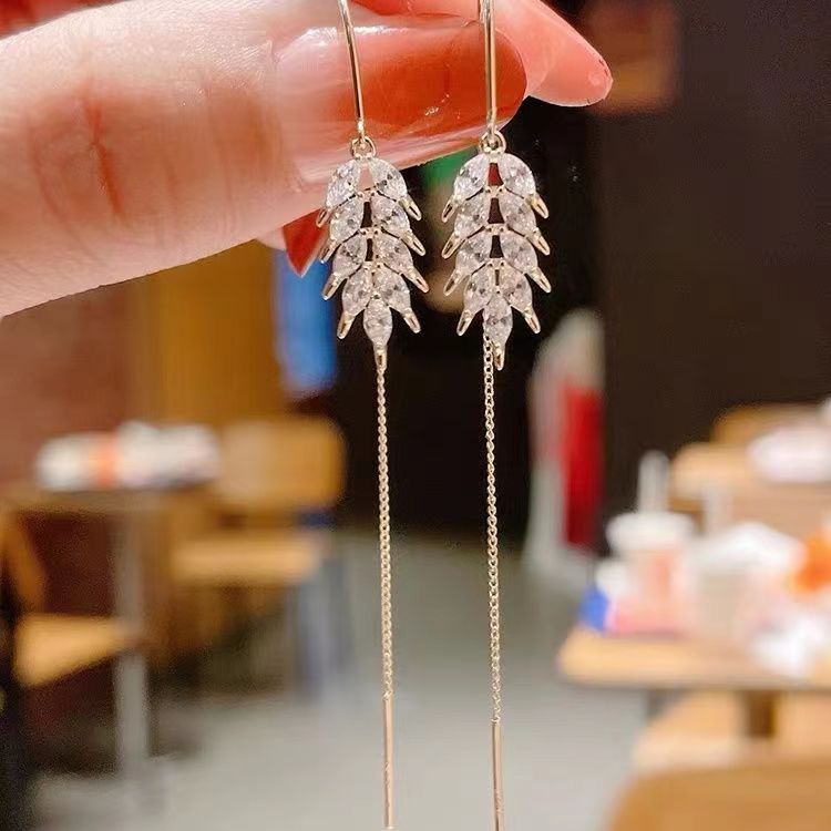 金色流蘇耳線麥穗耳環2022年新款潮小眾設計感高級輕奢耳飾