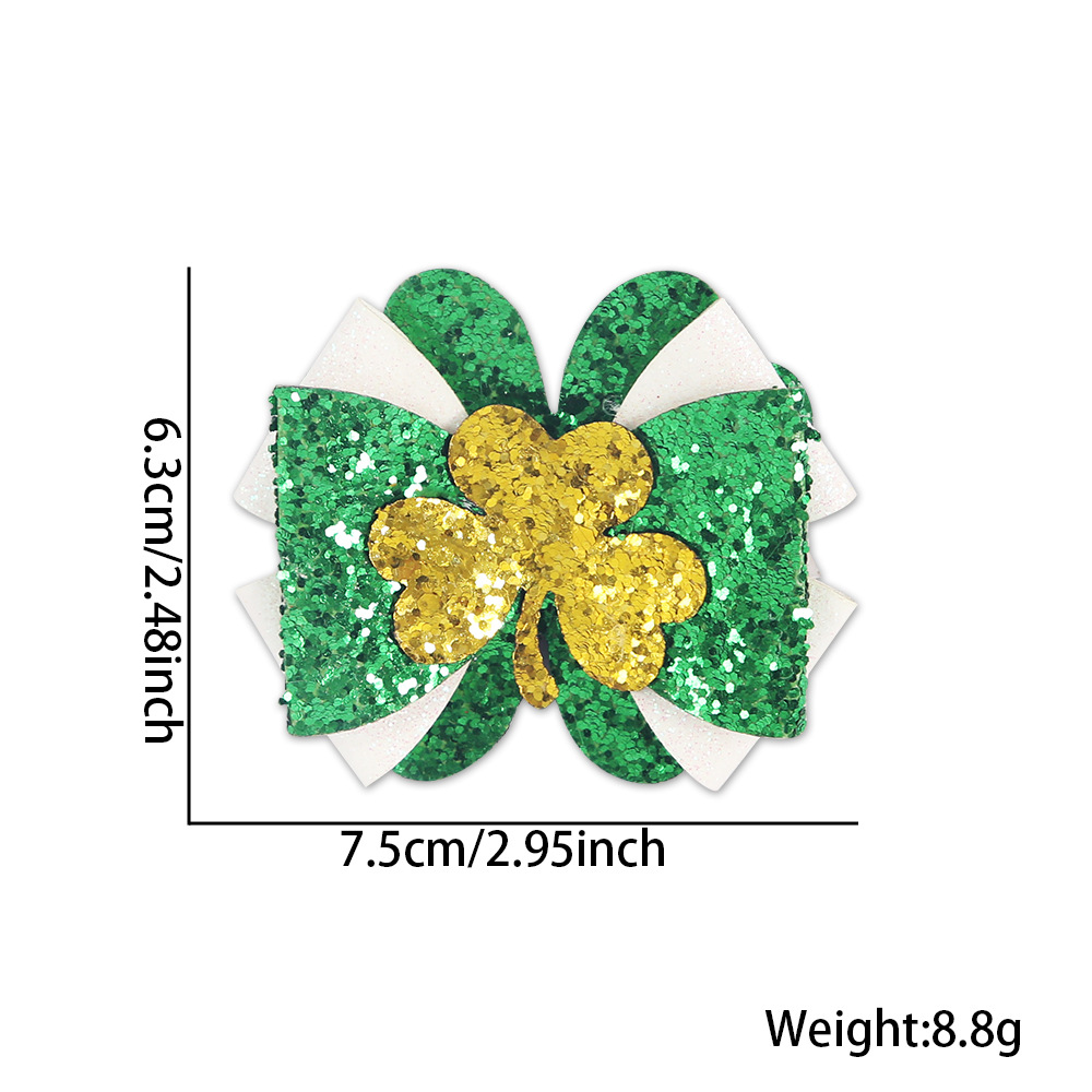 Nuevo cross-border día irlandés broches de trébol día de San Patricio decoración arco verde broches para el cabello