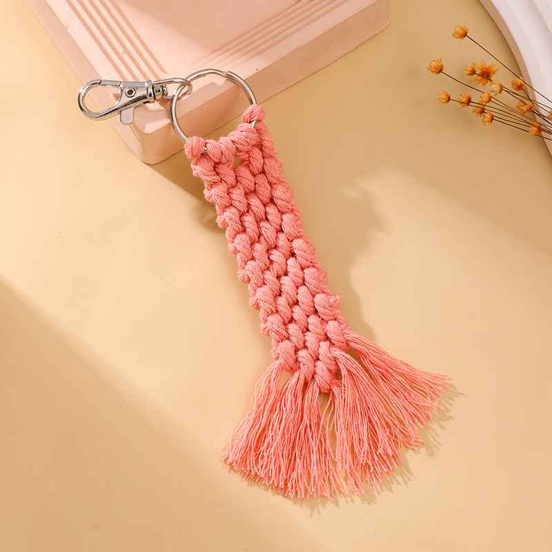 Solid Color Pattern 1 Piece Vacation Classic Style Solid Color Cotton Rope Braid Keychain