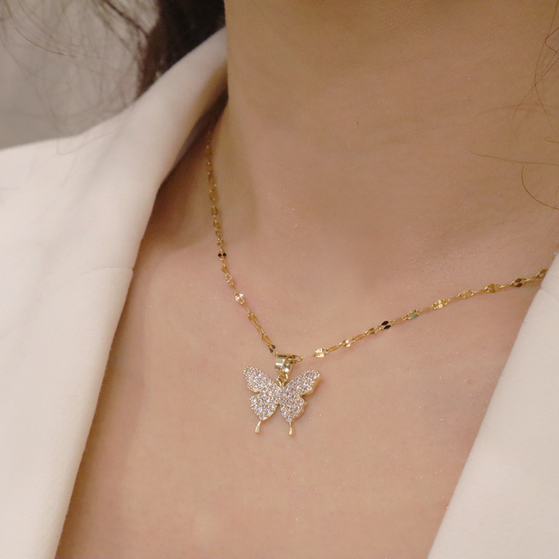 Butterfly Knot Pendant Necklace - Gold