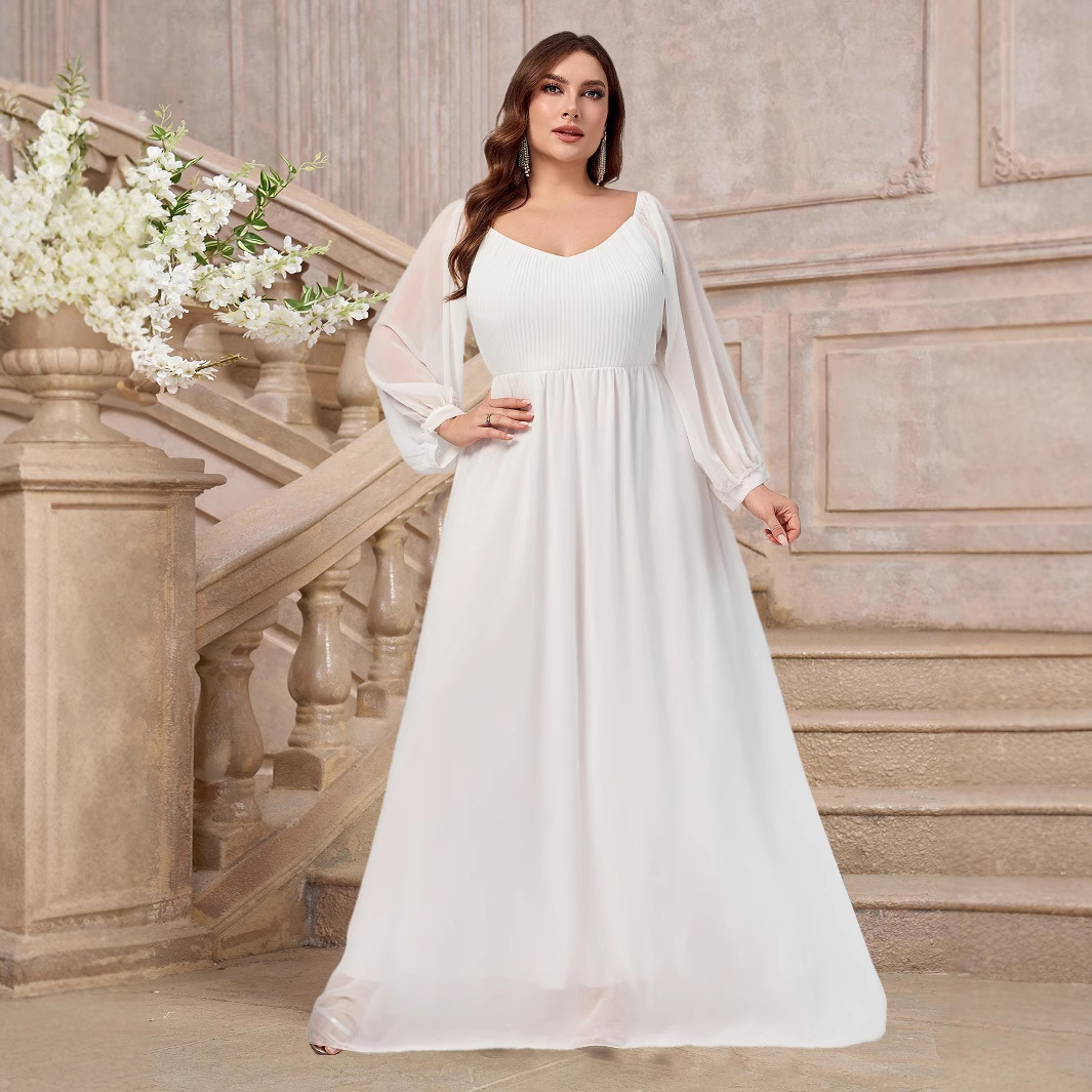 El Comercio exterior europeo y americano nueva ropa de mujer eBay Amazon nuevo cuello más tamaño vestido de color sólido vestido largo transfronterizo nuevo