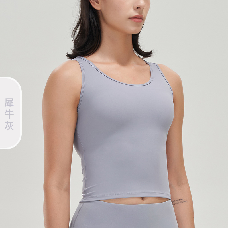 2022 otoño e invierno nuevo lycra yoga chaleco a prueba de golpes soporte superior con almohadilla en el pecho belleza espalda súper elástico deportes apretado ropa de yoga
