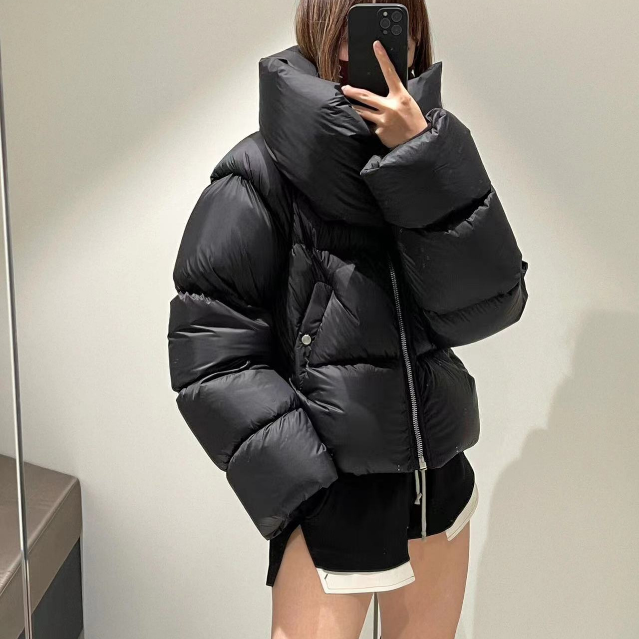 高版本RO风格暗黑大围脖领羽绒服夹克24冬季立领男女款加厚面包服